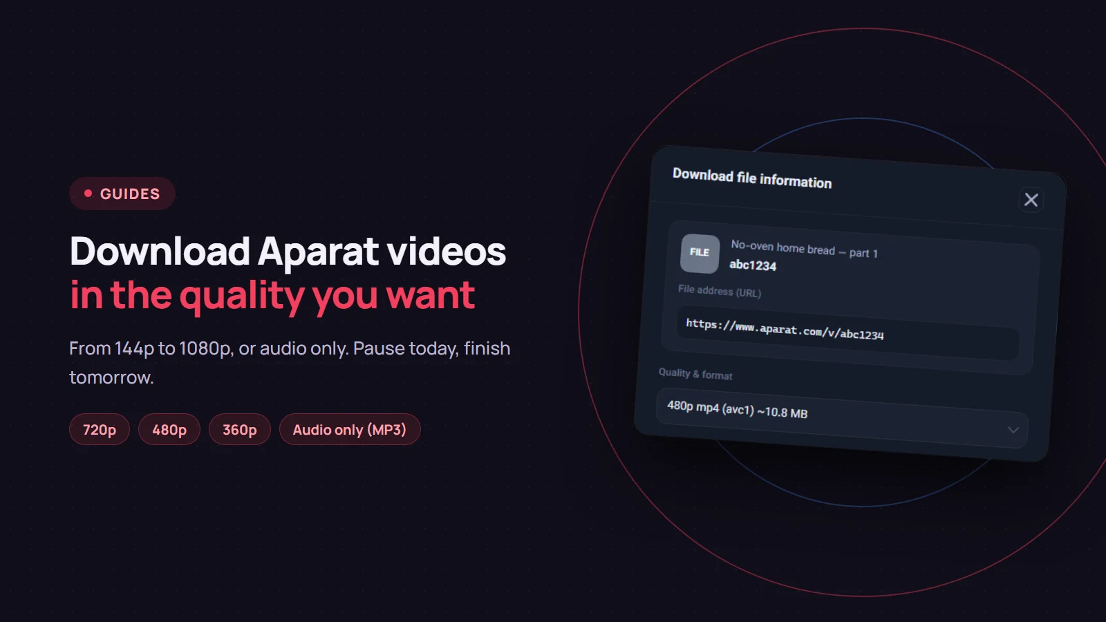 Download Aparat videos in the quality you want: the Download file information window of Persian Download Manager listing an Aparat video's qualities